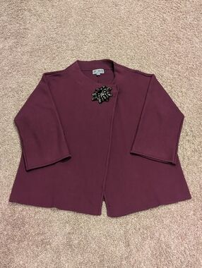 JM Collection Embellished Asymmetric Knit Cardigan - Size Large